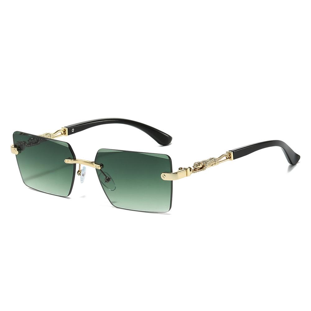 New square fashion sunglasses European and American personality borderless leopard decoration personality trimmed PC sunglasses
