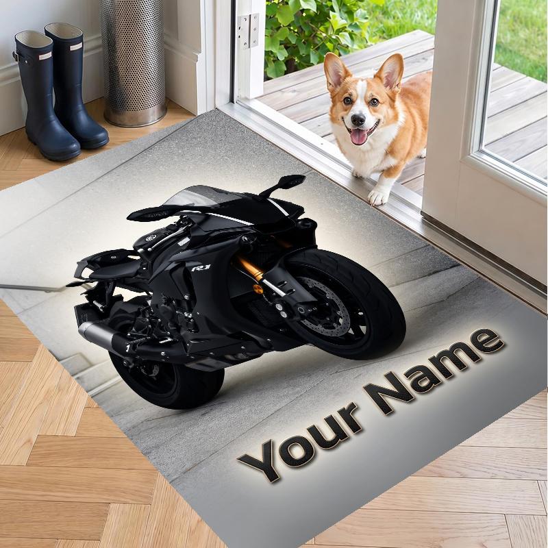 Custom Name Yamaha Racing Crystal Velvet Floor Rug Personalized Text Soft Carpet Home Decor