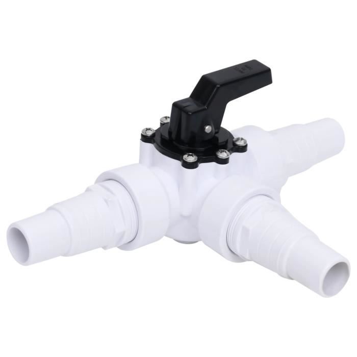 Vanne à boule à 3 voies de piscine - vidaXL - Blanc et noir - 1 1/2" - Vanne à boule