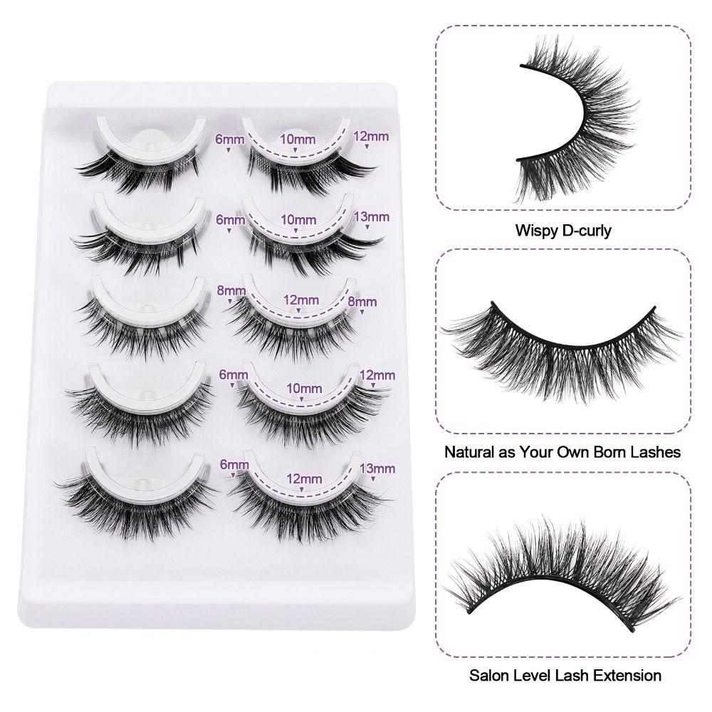 5 Pairs Natural Short Natural Self Adhesive Eyelashes Natural Look Cat Eye Lashes Eyelash Extension