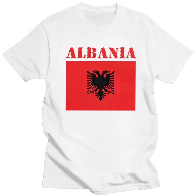 Custom Fashion Albania Flag T Shirts Men ShortSleeve Tshirts Casual Tee Tops Pure Cotton Oversized Tshirts Gift