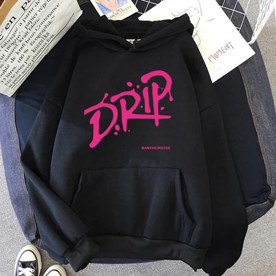 Babymonster Album Drip Hoodie Retro Women/men Harajuku Aesthetic Hoodies Unisex Autumn Winter Pullover Sweatshirt Vintage