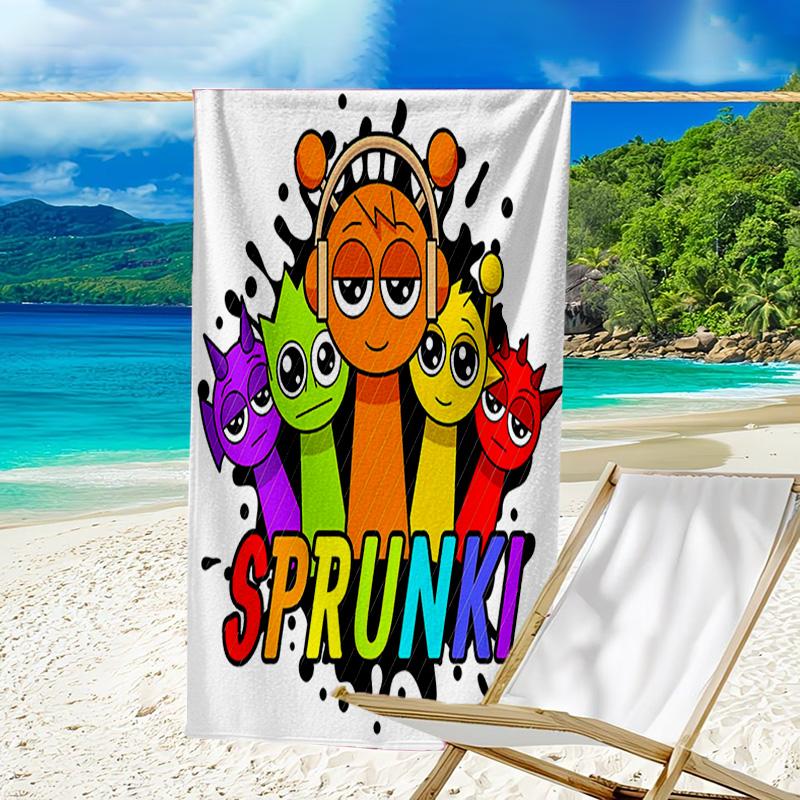 1pc SPRUNKI2 Beach Towel, Beach and Seaside Swimming Pool Equipment, Fashion Pattern, Rectangular, Travel Essentials