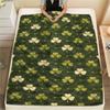 St.Patrick's Day Green Clover Print Flannel Blanket,High Quality Comfortable for All Seasons,Home Decor,Warmth and Comfort,Perfect for Christmas Gifts