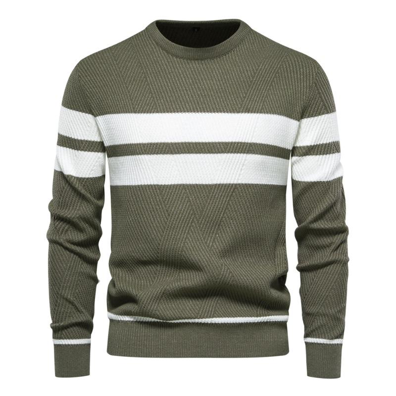 

Men’s Euro Fit Striped Colorblock Crew Neck Pullover Sweater S бежевий