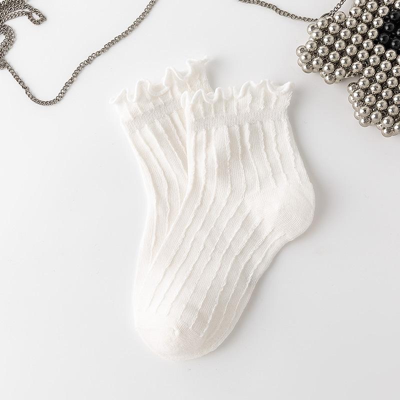 Dziewczęce skarpetki z falbankami, koronkowe, skarpetki JK Calf dla dzieci, słodkie, księżniczki, falbany, białe, czarne, kolorowe skarpetki dla dzieci, wiosna, lato