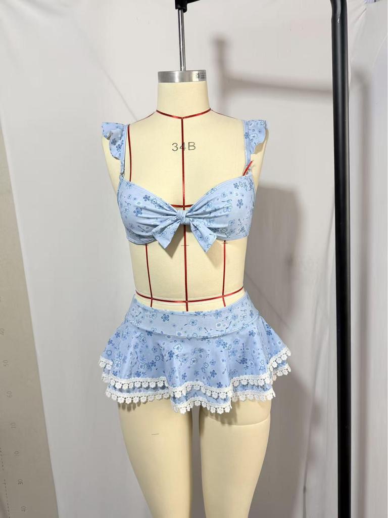 2026 Damen Europäisches & Amerikanisches Bedrucktes Strand-Bikini-Set