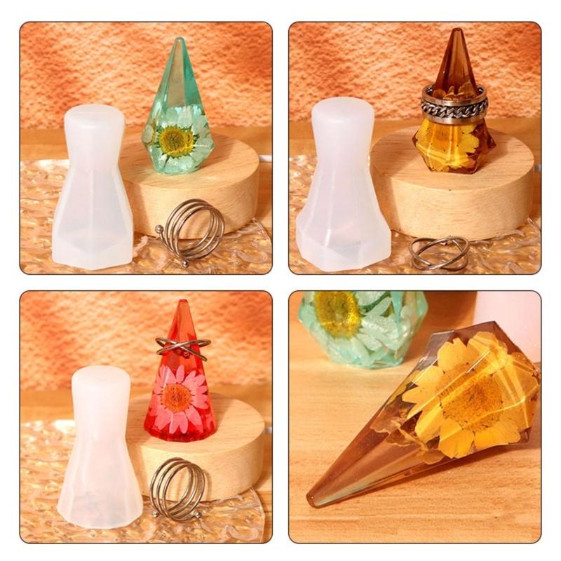 Ringe Kegel Harzform,Ringe Halter Silikonformen für Epoxidharz,Ringe Kegel Pyramide Silikon Harzform DIY Ringständer