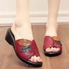 Fashion Female Shoes Peep Toe Low Slippers Flat Med Slides On A Wedge 2025 Soft Fabric Rome Hoof Heels PU Rubber Casual Scandals