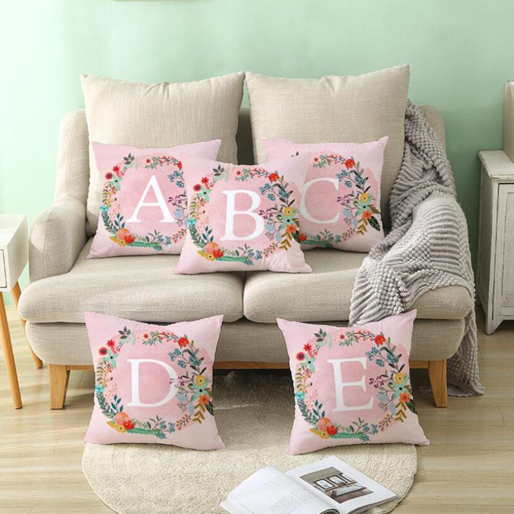 Pillowcase Alphabet Design Printed Pattern Pillow Cover Home Office Sofa Cushion Case