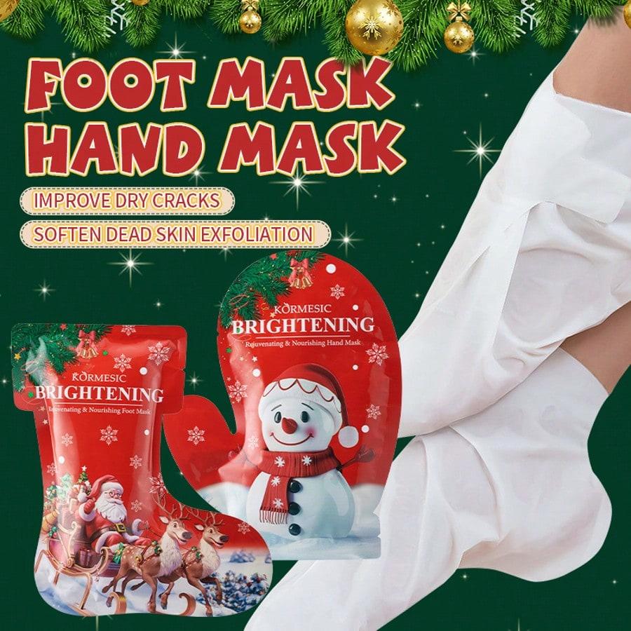 1Pair Christmas Hydrating Hand And Foot Mask,Brightening Care,For Hands And Feet,Soft And Smooth,Rej