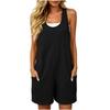 Women Sleeveless Jumpsuit Casual Loose Fit Pocket Solid Color Romper Soft Fabric Comfortable Summer Wear