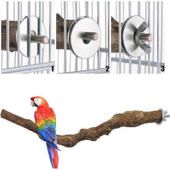 Allazone 4-Piece Bird Perch - Natural Grapevine Stick Swing Chewing Toys for Parrot Cages, Cockatiels, Parakeets, Finches