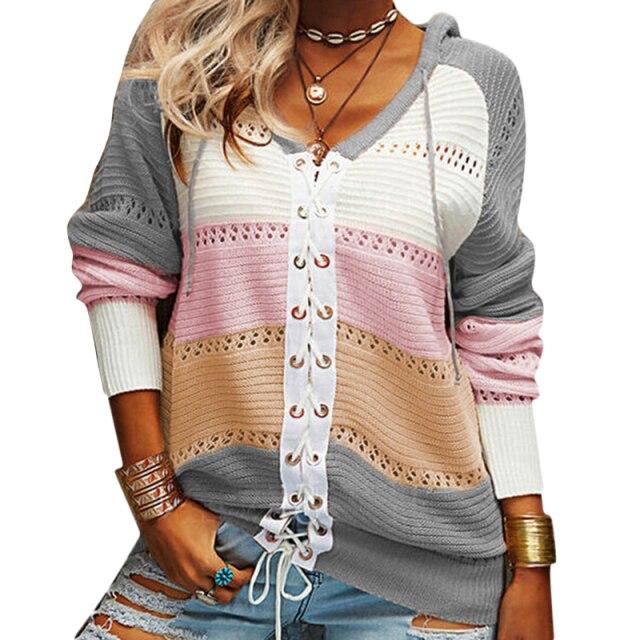 

Женский вязаный свитер с v-образным вырезом, кардиган, новый женский винтажный женский свитер с длинными рукавами и контрастной строчкой, трикотажные топы, женская одежда XXL серый