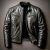 Men's Stand Collar PU Leather Motorcycle Jacket - Slim Fit Punk Pilot Style
