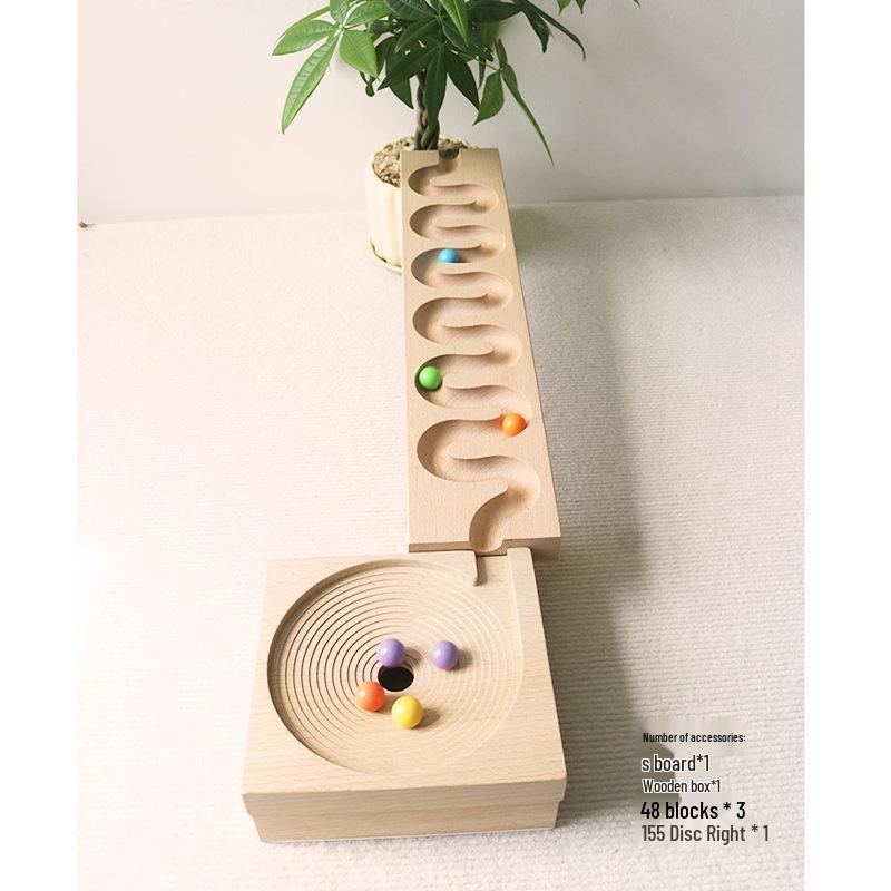 Solid Wood Marble Run Building Blocks for Kids