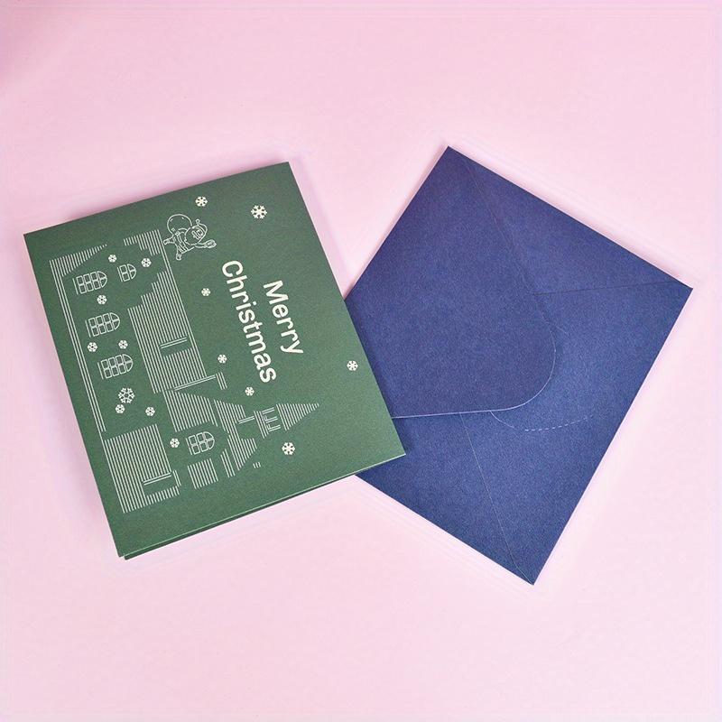 1 Set of Christmas Creative 3D Three-dimensional Greeting Cards - Green Forest Castle Blessing Cards, Ideal As Christmas Holiday Ornaments