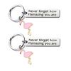 Inspirational Gift Flamingo ‘Never Forget How Flamazing’ Stainless Steel Keyring