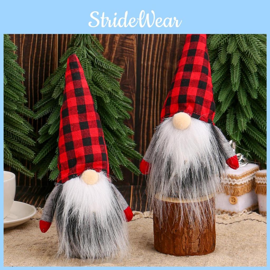 Christmas Gnome Plush Figure With Red Black Checkered Fabric For Holiday Decor