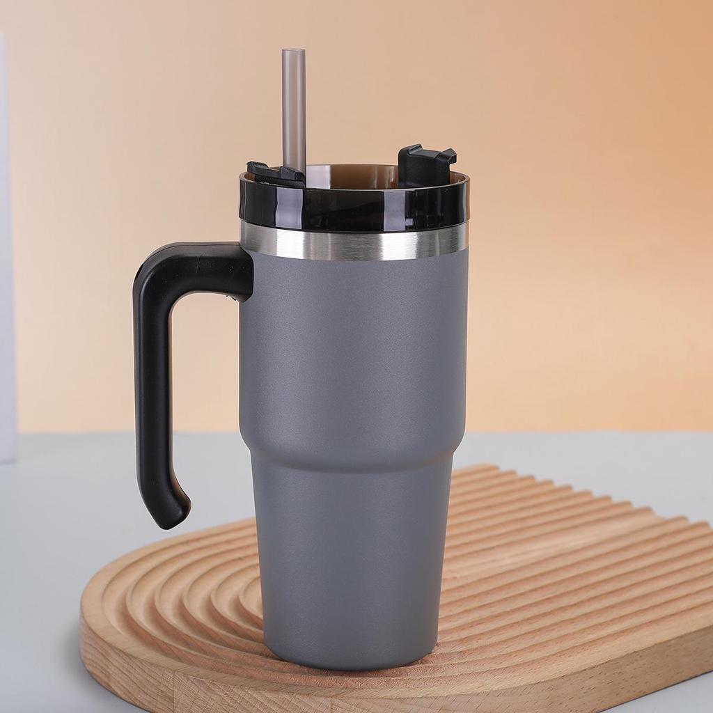 Insulated 20oz/30oz Stainless Steel Cup with Handle and Straw – Perfect Business Gift
