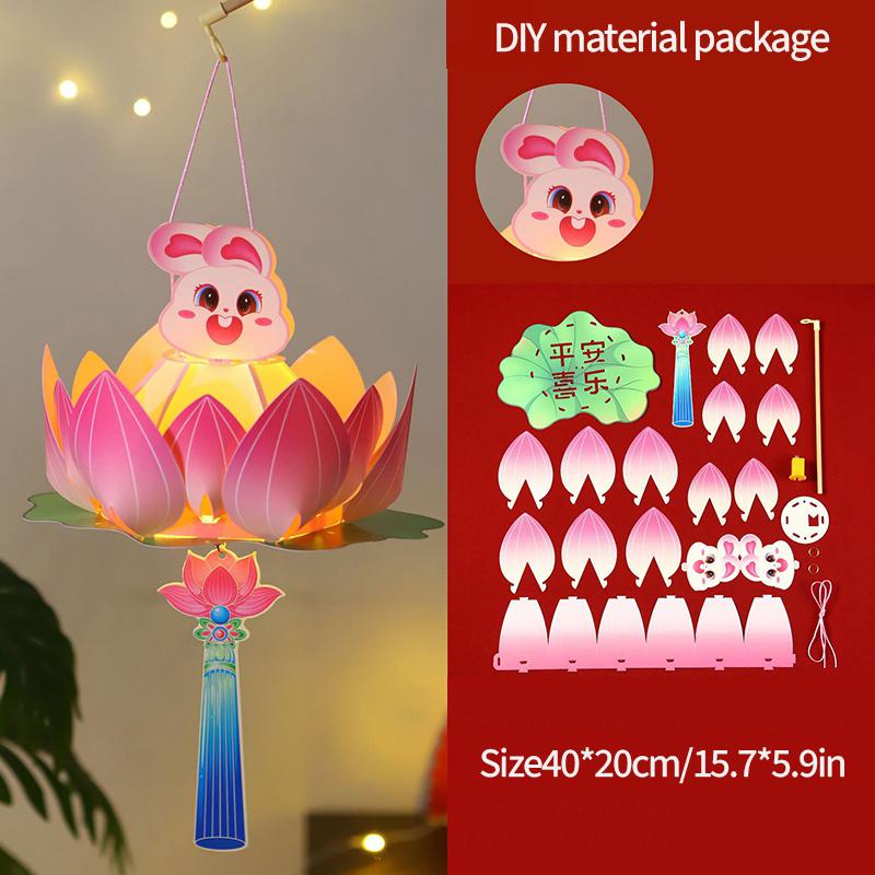 Mondfest Laternen Bastelset Palastlaternen Materialpaket Handgehaltene Blumenlaternen Party-Atmosphäre Leuchtende Requisiten Geschenke
