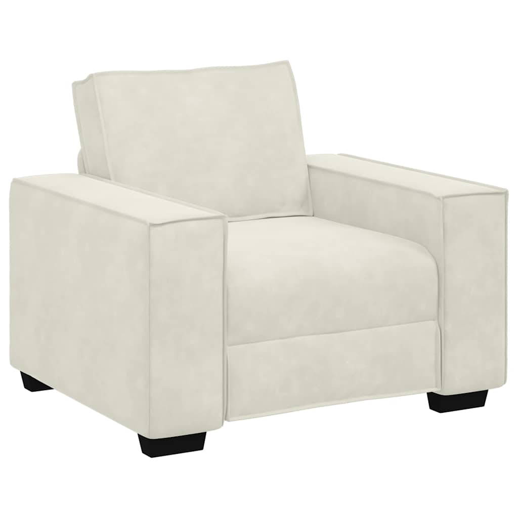 Cream Armchair 100 X 78 X 84 Cm Velvet