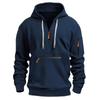 Mens Hooded Sweatshirt Casual Sports Pullover With Multi Pockets Waterproof Zipper Fall Winter