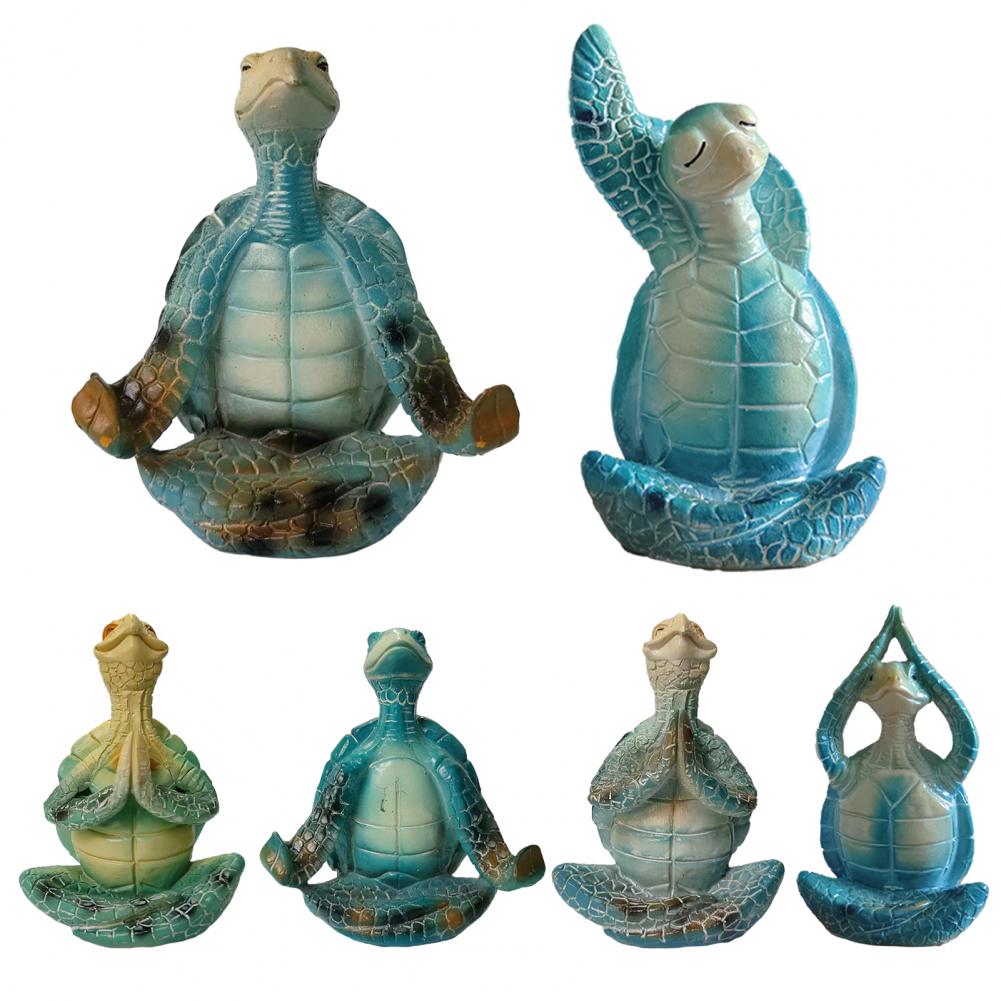 Meditation Turtle Ornament Yoga Turtle Decoration Sitting Tortoise Figurine Sea Turtle Statue Home Office Decor