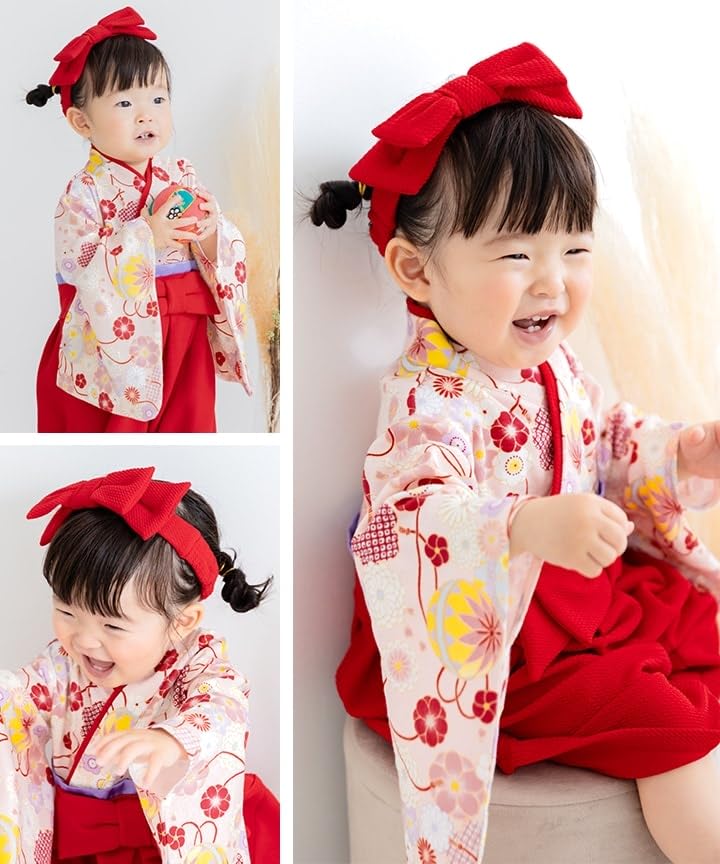 [chil2] Kinder-Haarband mit Schleife, Baby-Stirnband, Haarschmuck, Haaraccessoire, Haikara-san Stil, Hakama-Stil, Mädchen, 14952281-FREERE