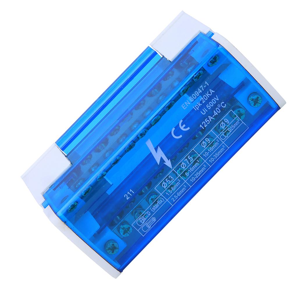 Terminal Distribution Box Din Rail 2-Level Single Phase with Transparent Dust Cover 211
