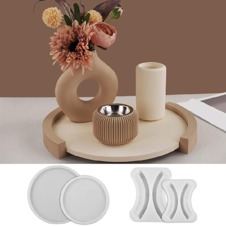 Creative Silicone Mold Elegant Round Flowerpot Tray Molds Silicone Texture Hand-Making Molds Perfect for Home Decorating