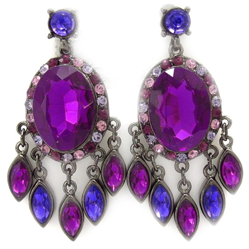 Les Trésors De Lily [R3352] - Purple 'Carmen' Earrings - 45x22 Mm