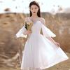 White License Dress 1011 New Temperament Short Fairy Elegant and Thin Covering Arms Daily Wear Dress