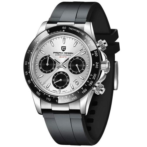 

Pagani Design Men s Watch, Japanese-made Seiko Quartz Movement, Daytona Chronograph, Water Resistant, Ceramic Bezel, Stainless Steel Strap, Sapphire C