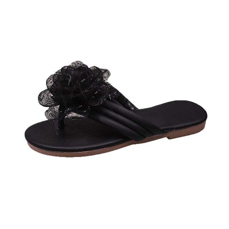 Pinch-toe Flower Beautiful Flip-flops for Women To Wear In Summer New Style with Skirt Soft-soled Flat-soled Cool Slippers
