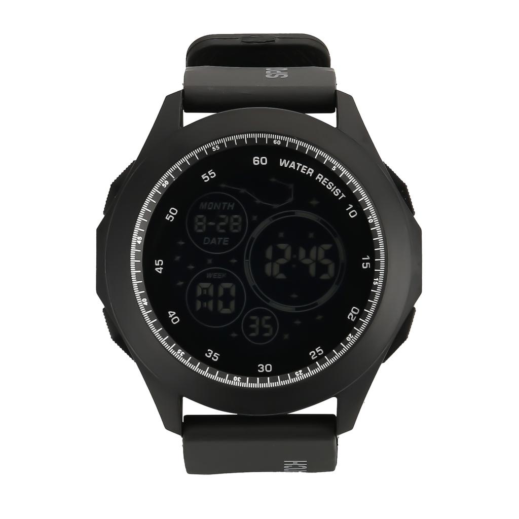 Essentials Men's Digital Watch Shockproof Round Dial 50m Waterproof Light-up Wristwatch for Time Organizing & Meeting