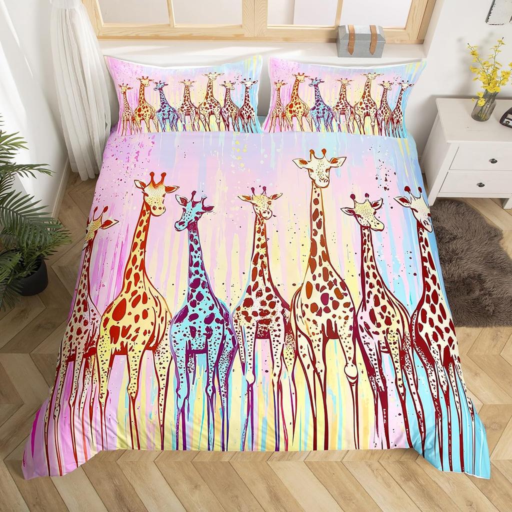 Giraffe Duvet Covers for Boys Girls Quilt Covers Lightweight Down Room Decor Queen King Size 2 Pillowcase 1 Duvet Cover No Quilt