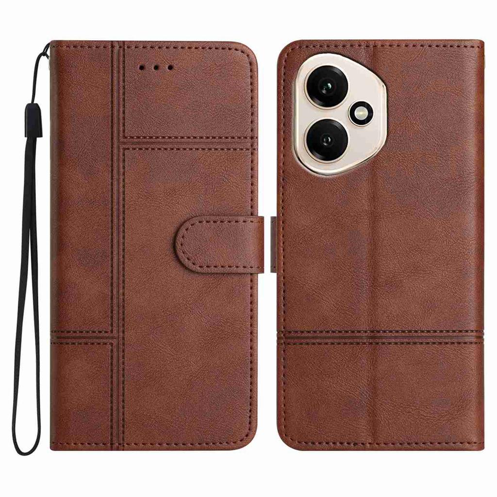 Pro Honor 400 5G (Globální) Peněženkové pouzdro s linkově potištěnou texturou hovězí kůže z PU kůže, kryt na telefon