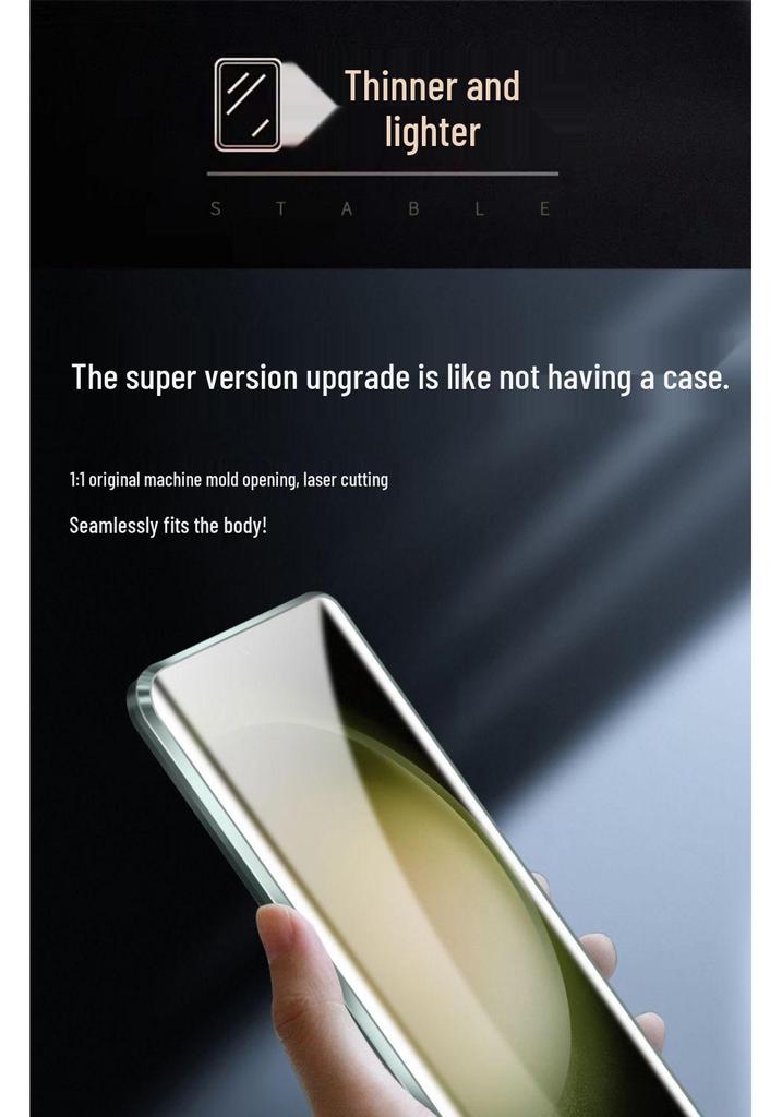 Compatible Samsung S25u HD Full Coverage Transparent Protective Magnetic Metal Case