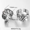 Hip Hop Fashion Exaggerated Cool Opening Ring Playing Card Crystal Rings for Men
