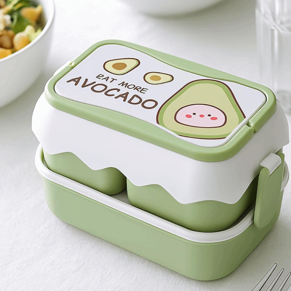 Fruit Pattern Plastic Lunch Box Drop-proof Compartment Lunch Box Cartoon Lunch Box  School