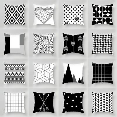 45x45cm Polyester Nordic Minimalist Geometric Black and White Pillowcase Nap Multifunctional Cushion Cover Backrest Car Pillow