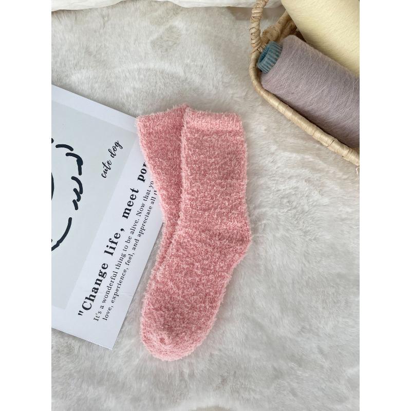 Nicht fusselnde Korallenfleece-Socken, Damen Einfarbige Haussocken, Halbfleece-Socken, Schlafsocken, Warme Fleece-Socken, Fleece-Bodensocken