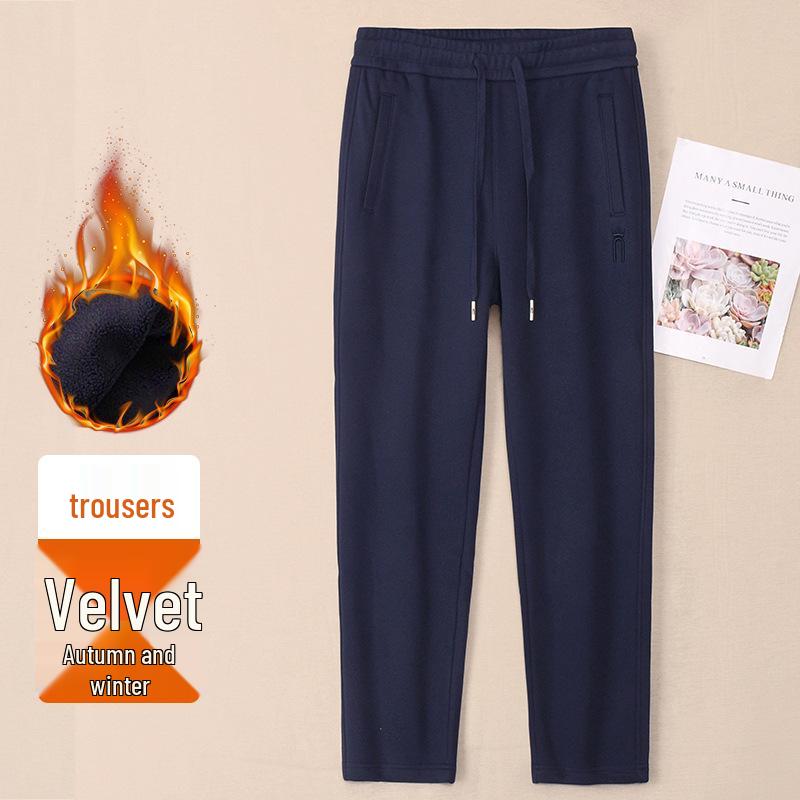 Women's Fleece-Lined Cotton Mom Pants: Warm, Loose Straight-Leg Sweatpants for Autumn & Winter 2025