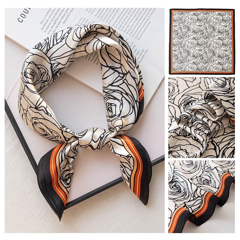 Mulberry Silk Printed Scarf 70cm Soft Skin-Friendly Shawl Women Fashion
