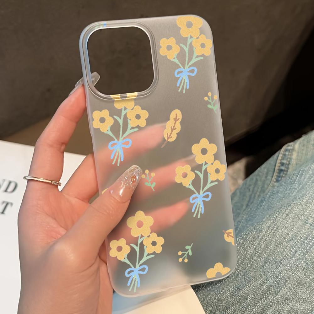Soft TPU Transparent Flower  Phone Case for iPhone 11 Funda iPhone 13 14 15 Pro Max Plus 12 Mini 13pro 15pro 14pro Matte Covers