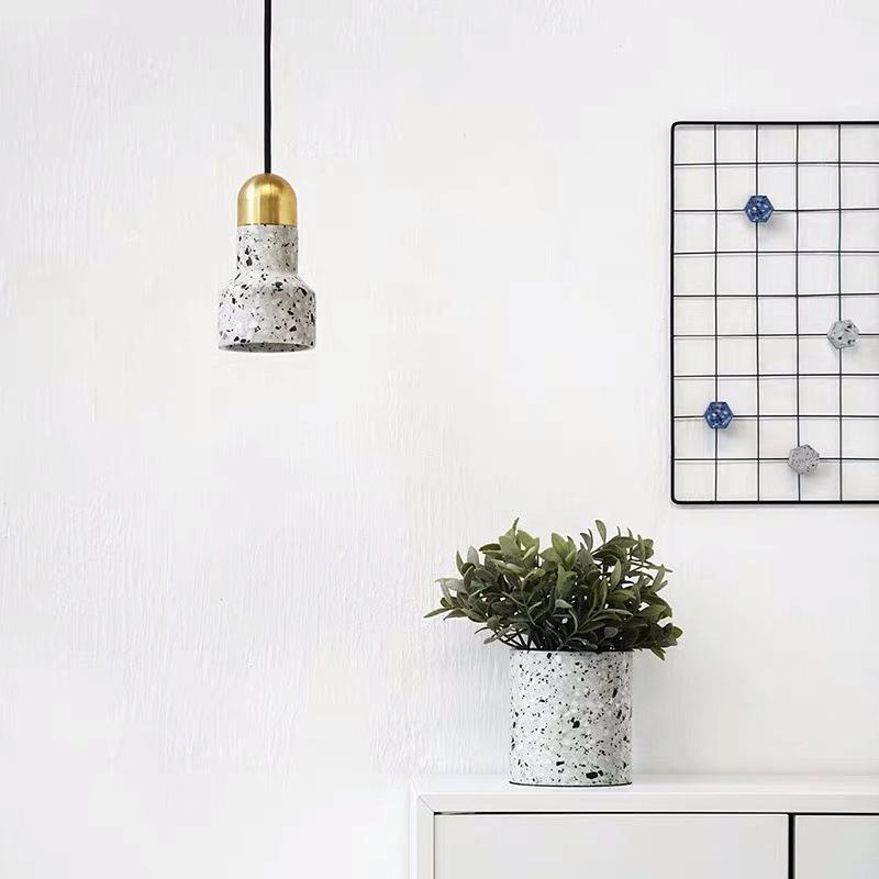 Nordic Loft Cement Pendant Light - Creative Terrazzo Decor for Bedroom, Bedside, Entrance, or Bar