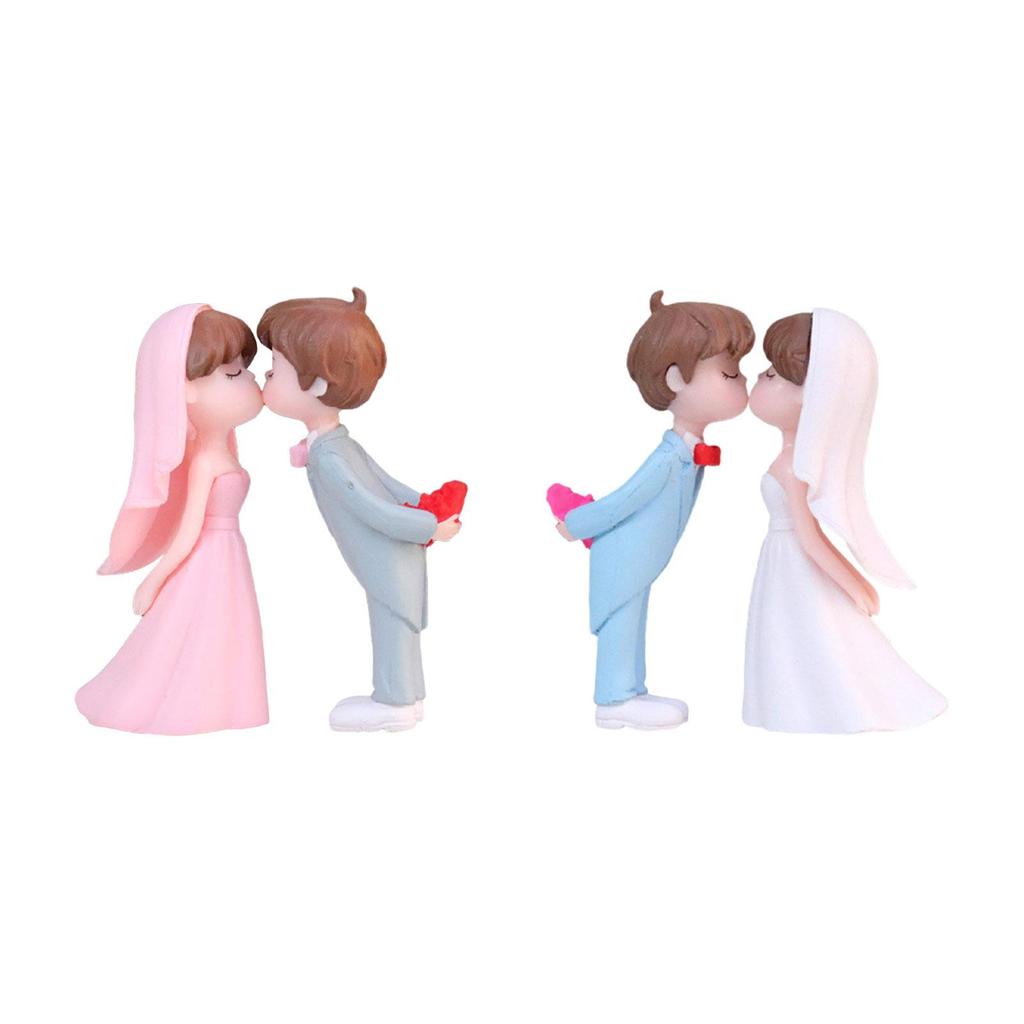 Charming Wedding Cake Topper Featuring Miniature Bride and Groom