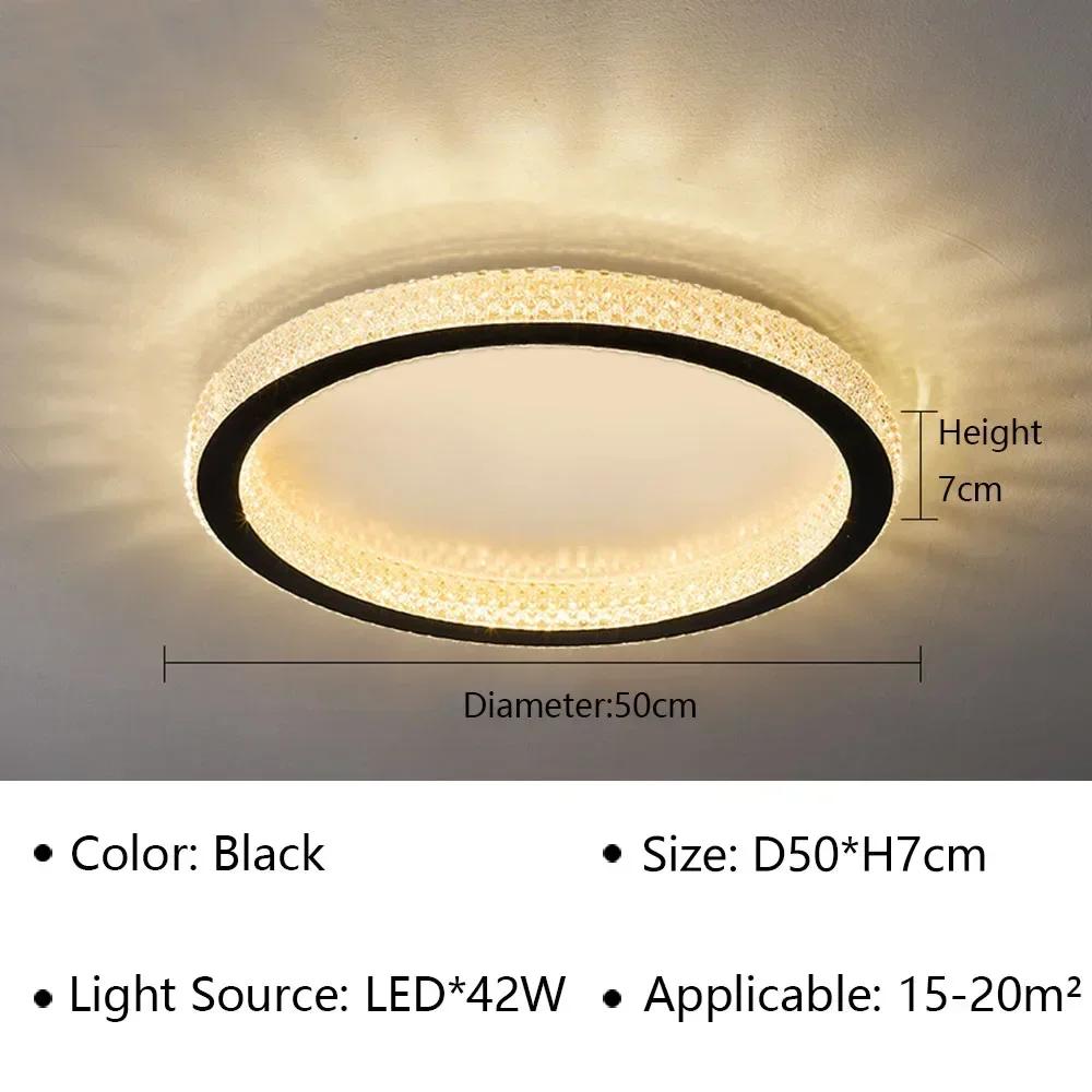 Simple New Modern Crystal Master Bedroom Ceiling Lamp Creative LED Round Living Room Net Red Soft Light Home Lighting Decorate