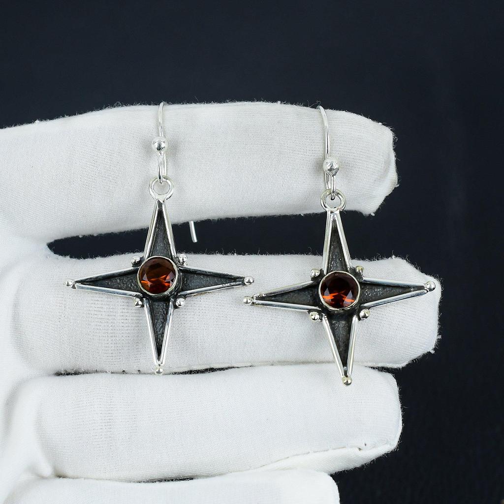 Wunderschöne Honigtopas Edelstein Stern Form Ohrringe, 925 Sterling Silber Ohrringe, handgemachte Boho Silber Schmuck Ohrhänger, Party Wear Geschenk